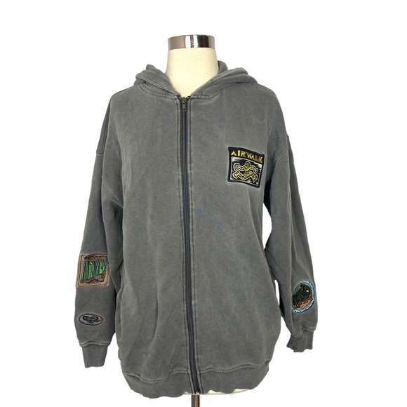 Airwalk Vintage Inspired Embroidered Zip-Up Hoodie Small - Picture 1 of 8